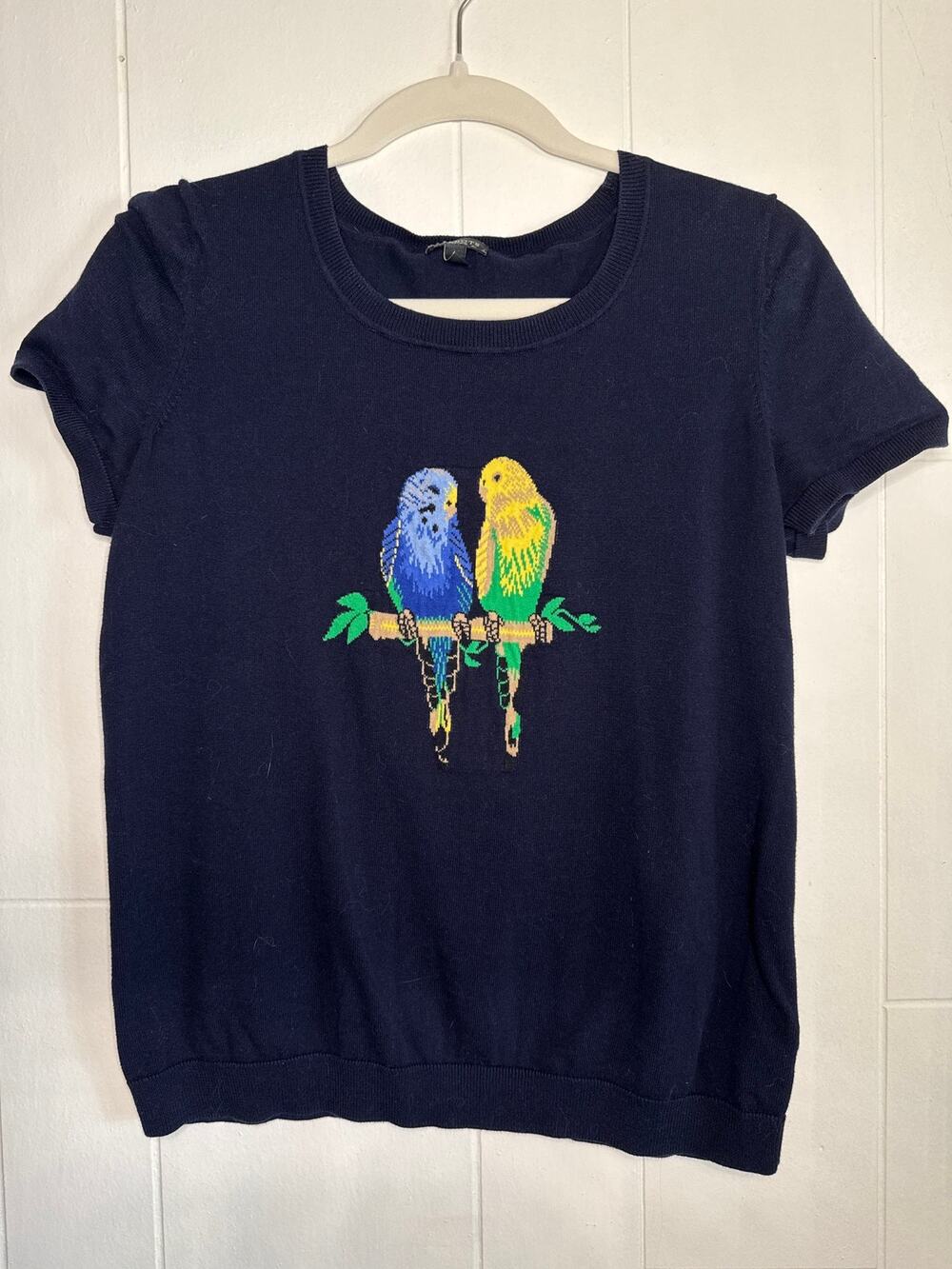 Talbots 100% cotton knit T with parrot design size medium